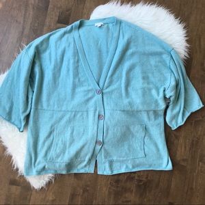 SOLD!!  PureJill robyns egg blue oversized button cardigan